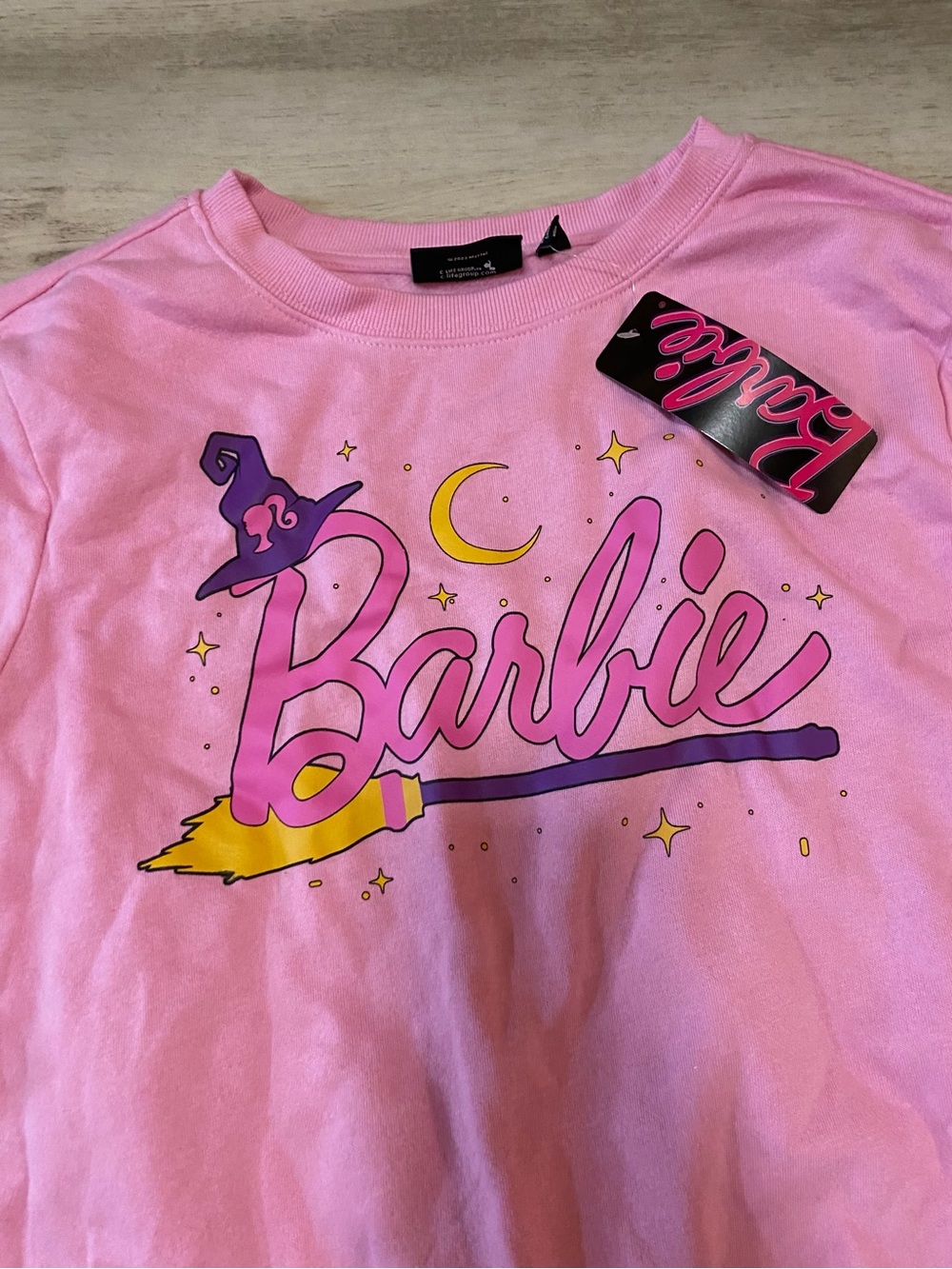 Barbie Halloween Witch Pink Graphic Crewneck Sweatshirt- NWT